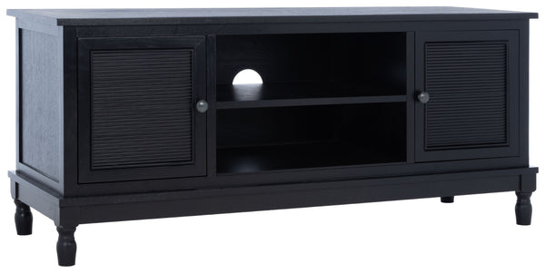 Safavieh Ryder Timeless 2-Door Media Stand With Striated Detail For Organizing Your Entertainment Space Black MED5707B