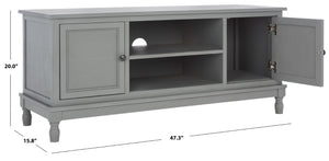 Safavieh Ryder Timeless 2-Door Media Stand With Striated Detail For Organizing Your Entertainment Space Distressed Grey MED5707C