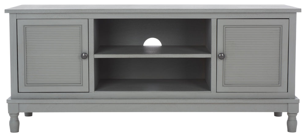 Safavieh Ryder Timeless 2-Door Media Stand With Striated Detail For Organizing Your Entertainment Space Distressed Grey MED5707C