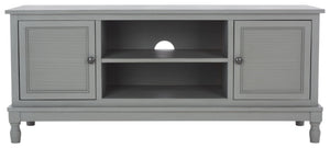 Safavieh Ryder Timeless 2-Door Media Stand With Striated Detail For Organizing Your Entertainment Space Distressed Grey MED5707C