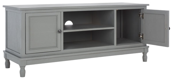 Safavieh Ryder Timeless 2-Door Media Stand With Striated Detail For Organizing Your Entertainment Space Distressed Grey MED5707C