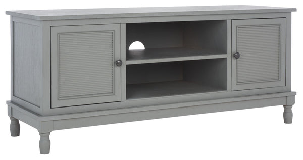 Safavieh Ryder Timeless 2-Door Media Stand With Striated Detail For Organizing Your Entertainment Space Distressed Grey MED5707C