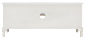 Safavieh Ryder Timeless 2-Door Media Stand With Striated Detail For Organizing Your Entertainment Space Dist White W / Greige Drawers MED5707D