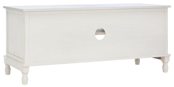 Safavieh Ryder Timeless 2-Door Media Stand With Striated Detail For Organizing Your Entertainment Space Dist White W / Greige Drawers MED5707D