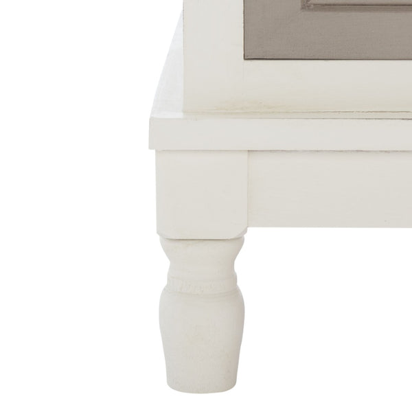 Safavieh Ryder Timeless 2-Door Media Stand With Striated Detail For Organizing Your Entertainment Space Dist White W / Greige Drawers MED5707D