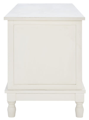 Safavieh Ryder Timeless 2-Door Media Stand With Striated Detail For Organizing Your Entertainment Space Dist White W / Greige Drawers MED5707D