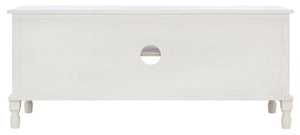 Safavieh Tate Media Stand With Two Doors And Open Shelf - Ideal Storage Solution For Home Entertainment Areas Distressed White MED5708A