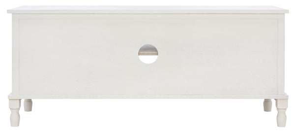 Safavieh Tate Media Stand With Two Doors And Open Shelf - Ideal Storage Solution For Home Entertainment Areas Distressed White MED5708A