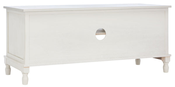 Safavieh Tate Media Stand With Two Doors And Open Shelf - Ideal Storage Solution For Home Entertainment Areas Distressed White MED5708A