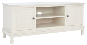 Safavieh Tate Media Stand With Two Doors And Open Shelf - Ideal Storage Solution For Home Entertainment Areas Distressed White MED5708A