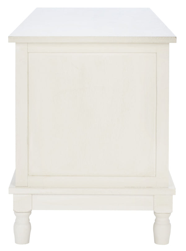 Safavieh Tate Media Stand With Two Doors And Open Shelf - Ideal Storage Solution For Home Entertainment Areas Distressed White MED5708A