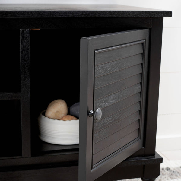 Safavieh Tate Media Stand With Two Doors And Open Shelf - Ideal Storage Solution For Home Entertainment Areas Black MED5708B