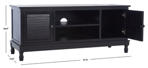 Safavieh Tate Media Stand With Two Doors And Open Shelf - Ideal Storage Solution For Home Entertainment Areas Black MED5708B
