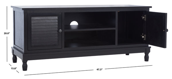 Safavieh Tate Media Stand With Two Doors And Open Shelf - Ideal Storage Solution For Home Entertainment Areas Black MED5708B