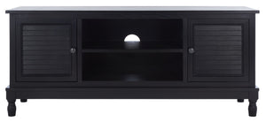 Safavieh Tate Media Stand With Two Doors And Open Shelf - Ideal Storage Solution For Home Entertainment Areas Black MED5708B