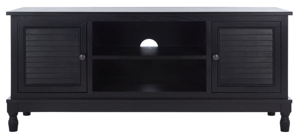 Safavieh Tate Media Stand With Two Doors And Open Shelf - Ideal Storage Solution For Home Entertainment Areas Black MED5708B