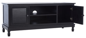 Safavieh Tate Media Stand With Two Doors And Open Shelf - Ideal Storage Solution For Home Entertainment Areas Black MED5708B