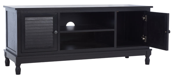 Safavieh Tate Media Stand With Two Doors And Open Shelf - Ideal Storage Solution For Home Entertainment Areas Black MED5708B