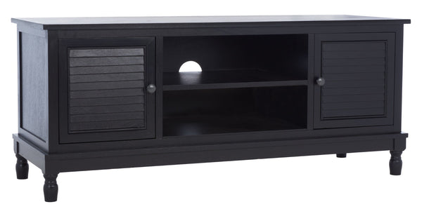 Safavieh Tate Media Stand With Two Doors And Open Shelf - Ideal Storage Solution For Home Entertainment Areas Black MED5708B