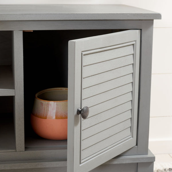 Safavieh Tate Media Stand With Two Doors And Open Shelf - Ideal Storage Solution For Home Entertainment Areas Distressed Grey MED5708C