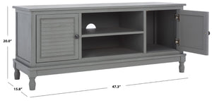 Safavieh Tate Media Stand With Two Doors And Open Shelf - Ideal Storage Solution For Home Entertainment Areas Distressed Grey MED5708C