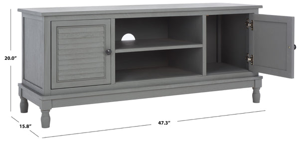 Safavieh Tate Media Stand With Two Doors And Open Shelf - Ideal Storage Solution For Home Entertainment Areas Distressed Grey MED5708C