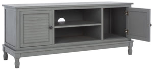 Safavieh Tate Media Stand With Two Doors And Open Shelf - Ideal Storage Solution For Home Entertainment Areas Distressed Grey MED5708C