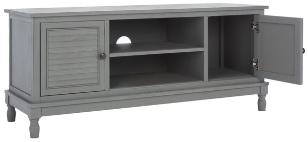 Safavieh Tate Media Stand With Two Doors And Open Shelf - Ideal Storage Solution For Home Entertainment Areas Distressed Grey MED5708C