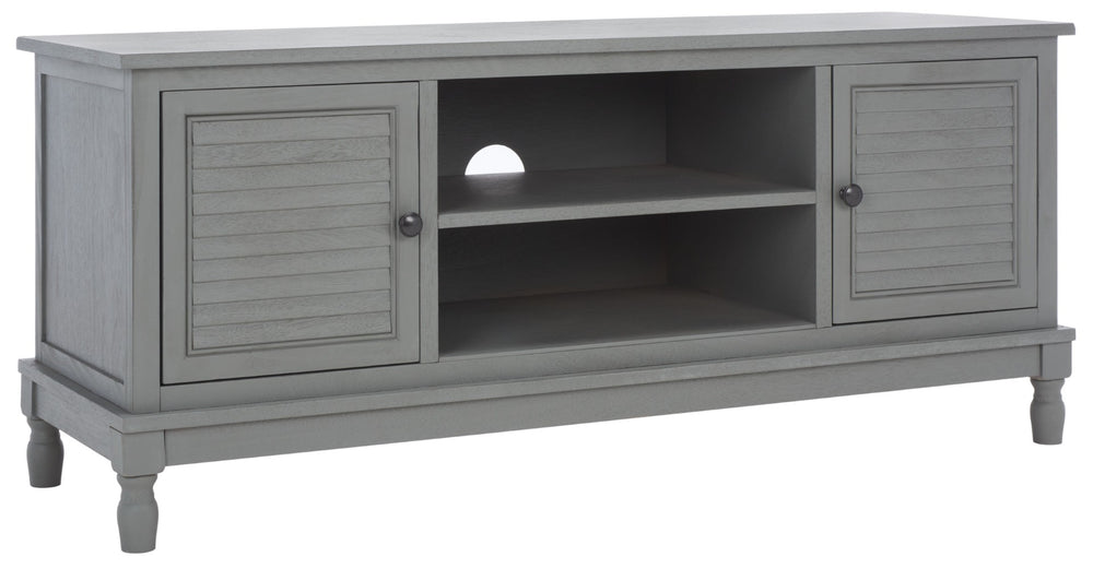 Safavieh Tate Media Stand With Two Doors And Open Shelf - Ideal Storage Solution For Home Entertainment Areas Distressed Grey MED5708C