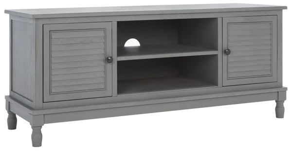 Safavieh Tate Media Stand With Two Doors And Open Shelf - Ideal Storage Solution For Home Entertainment Areas Distressed Grey MED5708C