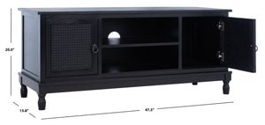 Safavieh Haines 2-Door Media Stand With Shelf – Timeless Design For Modern Living Rooms And Compact Spaces Black MED5709A