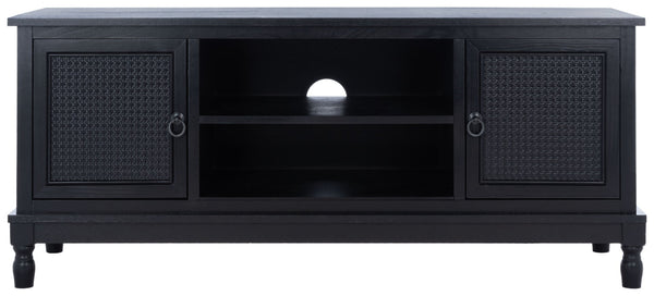 Safavieh Haines 2-Door Media Stand With Shelf – Timeless Design For Modern Living Rooms And Compact Spaces Black MED5709A