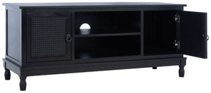 Safavieh Haines 2-Door Media Stand With Shelf – Timeless Design For Modern Living Rooms And Compact Spaces Black MED5709A