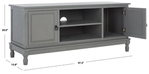 Safavieh Haines 2-Door Media Stand With Shelf – Timeless Design For Modern Living Rooms And Compact Spaces Distressed Grey MED5709B