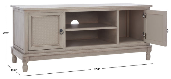 Safavieh Haines 2-Door Media Stand With Shelf – Timeless Design For Modern Living Rooms And Compact Spaces Greige MED5709C