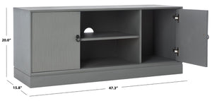 Safavieh Aliyah Rustic Farmhouse Media Stand With Enclosed Storage And Open Shelf For Modern Interiors Distressed Grey MED5710B