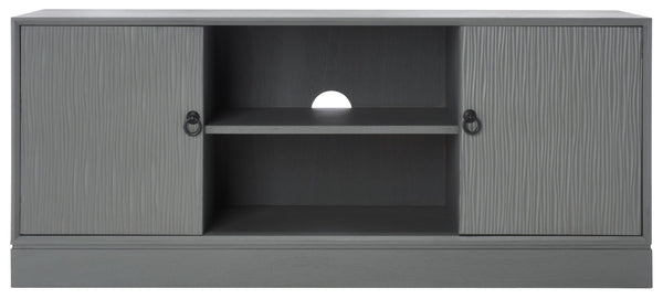 Safavieh Aliyah Rustic Farmhouse Media Stand With Enclosed Storage And Open Shelf For Modern Interiors Distressed Grey MED5710B