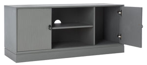 Safavieh Aliyah Rustic Farmhouse Media Stand With Enclosed Storage And Open Shelf For Modern Interiors Distressed Grey MED5710B