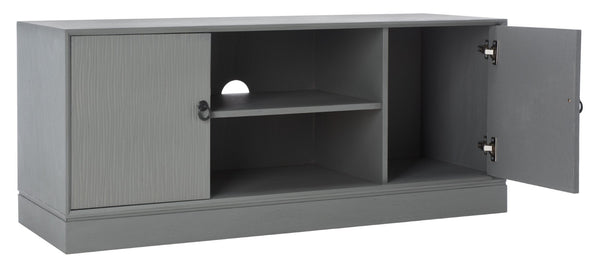 Safavieh Aliyah Rustic Farmhouse Media Stand With Enclosed Storage And Open Shelf For Modern Interiors Distressed Grey MED5710B
