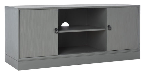 Safavieh Aliyah Rustic Farmhouse Media Stand With Enclosed Storage And Open Shelf For Modern Interiors Distressed Grey MED5710B