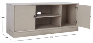 Safavieh Aliyah Rustic Farmhouse Media Stand With Enclosed Storage And Open Shelf For Modern Interiors Greige MED5710C