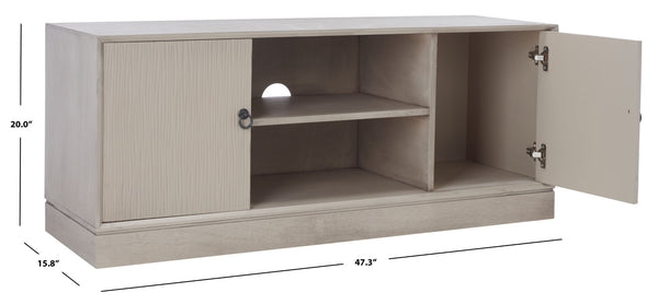 Safavieh Aliyah Rustic Farmhouse Media Stand With Enclosed Storage And Open Shelf For Modern Interiors Greige MED5710C