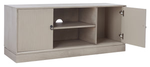 Safavieh Aliyah Rustic Farmhouse Media Stand With Enclosed Storage And Open Shelf For Modern Interiors Greige MED5710C