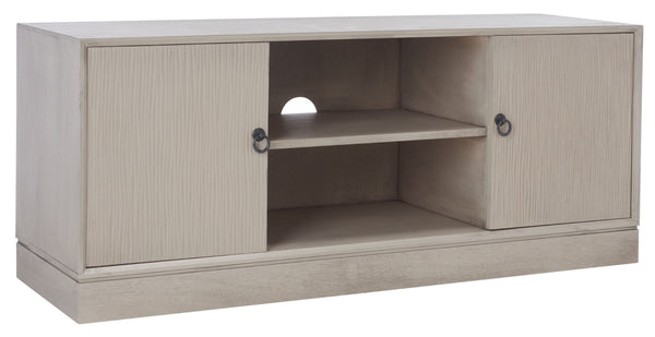 Safavieh Aliyah Rustic Farmhouse Media Stand With Enclosed Storage And Open Shelf For Modern Interiors Greige MED5710C