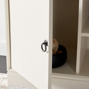 Safavieh Aliyah Rustic Farmhouse Media Stand With Enclosed Storage And Open Shelf For Modern Interiors White MED5710D