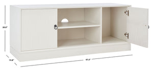 Safavieh Aliyah Rustic Farmhouse Media Stand With Enclosed Storage And Open Shelf For Modern Interiors White MED5710D