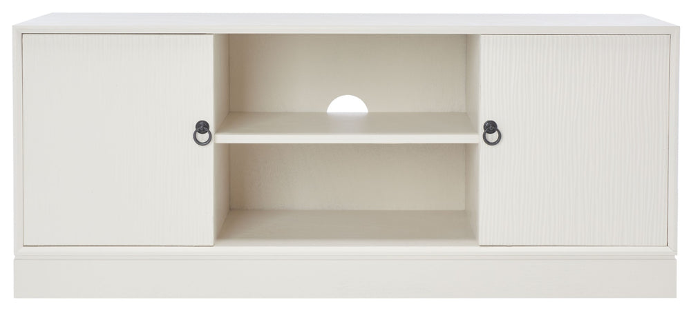 Safavieh Aliyah Rustic Farmhouse Media Stand With Enclosed Storage And Open Shelf For Modern Interiors White MED5710D