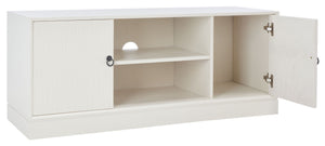 Safavieh Aliyah Rustic Farmhouse Media Stand With Enclosed Storage And Open Shelf For Modern Interiors White MED5710D