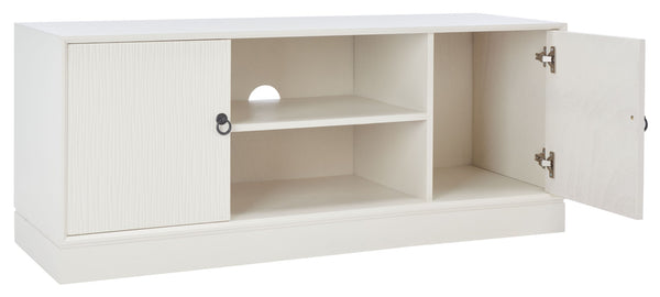 Safavieh Aliyah Rustic Farmhouse Media Stand With Enclosed Storage And Open Shelf For Modern Interiors White MED5710D