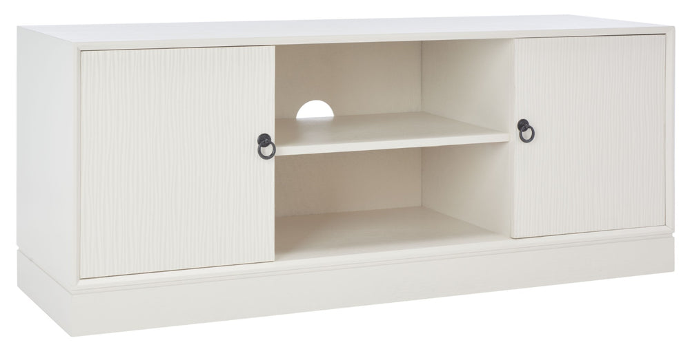 Safavieh Aliyah Rustic Farmhouse Media Stand With Enclosed Storage And Open Shelf For Modern Interiors White MED5710D